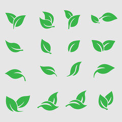 Green leaf icons set. Collection green leaf. Elements design for natural, eco, vegan, bio labels..eps