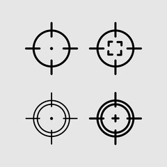 Target, goal icon. Focus cursor bullseye mark collection. Target destination icon set..eps