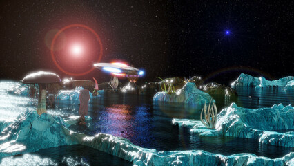 3D illustration of a beautiful alien planet, or exoplanet. Let's see if we can expect something like that.