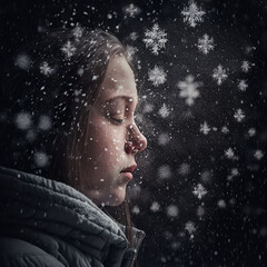 Snowflakes Falling, Winter, made with generative AI