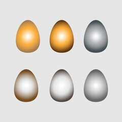 Vector set of gold and silver eggs on an isolated background. vector Easter eggs for your design..eps