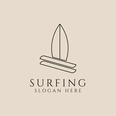 Surfing  line art logo, icon and symbol, vector illustration design