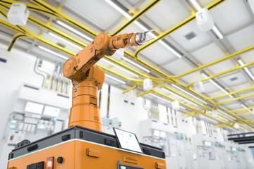 Automation semiconductor manufacturing with robotic arms in factory