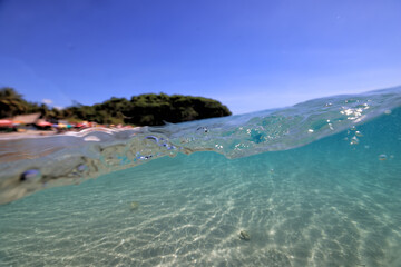 Fototapeta na wymiar wave sea beach transparent underwater background
