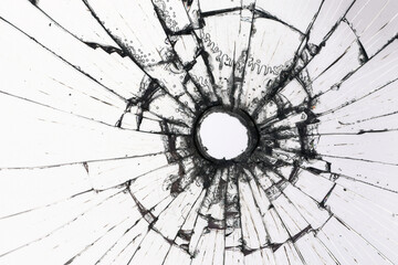 white background bullet hole on glass texture abstract window