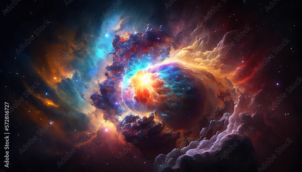 Canvas Prints colorful space nebula or universe as wallpaper background with generative ai technology.