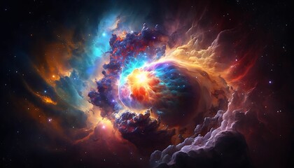 Colorful space nebula or universe as wallpaper background with Generative AI Technology.