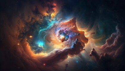 Colorful space nebula or universe as wallpaper background with Generative AI Technology.