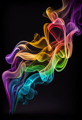 Obraz premium Abstract colorful smoke on black background. Generative AI illustration