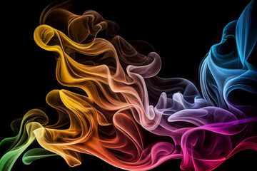 Fototapeta na wymiar Abstract colorful smoke on black background. Generative AI illustration