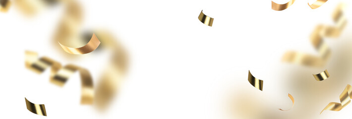 golden confetti on white background falling overlay design