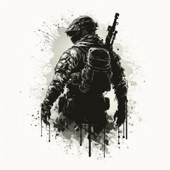 silhouette of an American military, Generative AI

