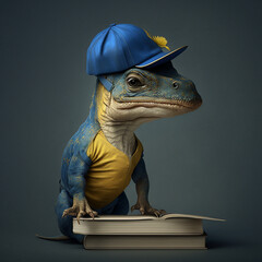 lizard with cap, Generative AI
