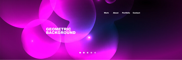 Neon glowing bubbles, circles magic energy space light concept, abstract background wallpaper design