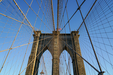 Naklejka premium Shot of the Brooklyn Bridge in New York City