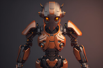 AI robot futuristic modern technology, Future technology AI artificial intelligence bot, orange robot front facing, Generative AI
