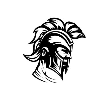 spartan and gladiator silhouette logo icon designs vector illustration