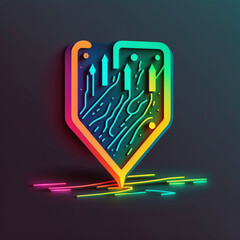 Neon Colorful Rainbow Vector Map Marker Generative AI