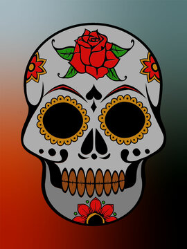 vector skull rose illustration