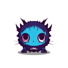 cute monster blue chibi style vector