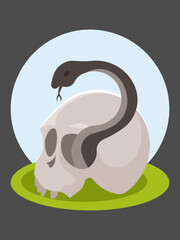 vector head skull snake illustration