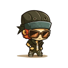 cute gangster chibi style vector