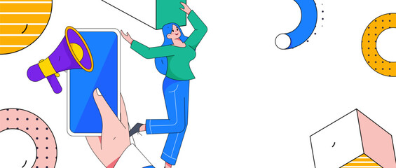 Notice bulletin vector creative flat hand drawn illustration
