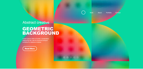 Obraz premium Circles, round shapes and lines with fluid gradients abstract background. Vector illustration for wallpaper, banner, background, leaflet, catalog, cover, flyer