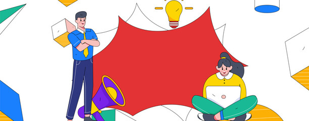 Notice bulletin vector creative flat hand drawn illustration
