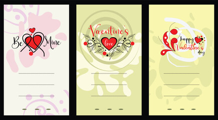 Set off greeting card invitations for valentine day with caligraphic hand writing. Colorful background elegan and softy 
