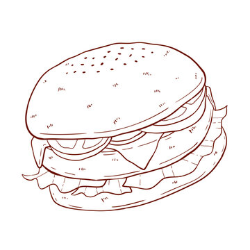 recommend clip art: hamburger fast food line art hand drawn illustration