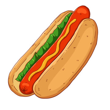 recommend clip art: Hotdog fast food line art hand drawn illustration