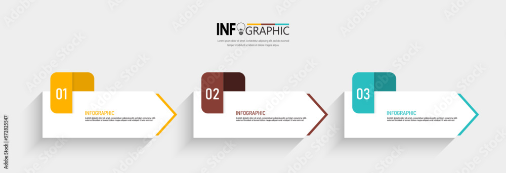 Poster 3 steps presentation business infographic template vector