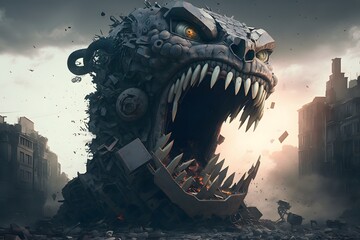 monster demolition created using AI Generative Technology
