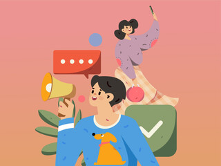 Notice bulletin vector creative flat hand drawn illustration
