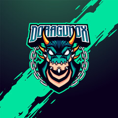 Golden Horned Green Dragon Mascot