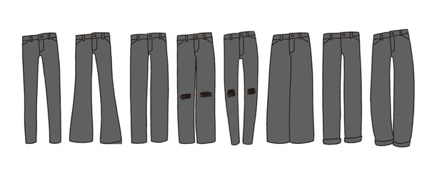 ジーンズのイラストセット