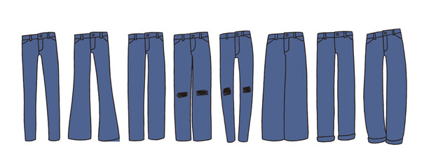 ジーンズのイラストセット