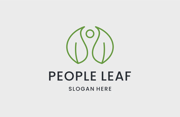 Abstract People Logo. Green with Human Icon inside isolated on White Background.