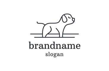 Dog logo and icon design vector line art 