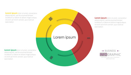 Infographic mindmap element template with 3 dot circle and flat style. Colorful can be used for presentation slides.	
