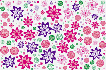 floral ornament pattern in colorful flat design for gift wrapping, vector stock