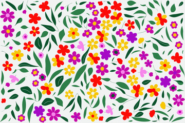 Obraz premium floral ornament pattern in colorful flat design for gift wrapping, vector stock
