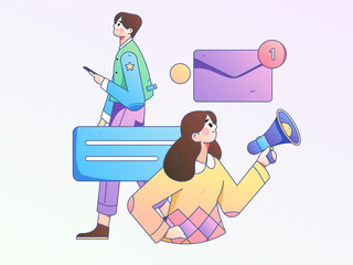 Notice bulletin vector creative flat hand drawn illustration
