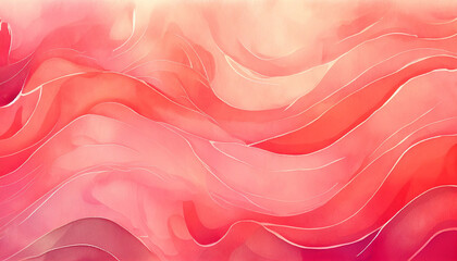 Obraz premium Watercolor textured waves red pastel color wavy background,Generative AI
