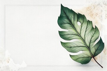 Watercolor Leaf painting in canvas texture background illustration spring summer fall with Generative AI