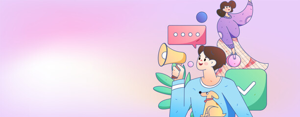 Notice bulletin vector creative flat hand drawn illustration
