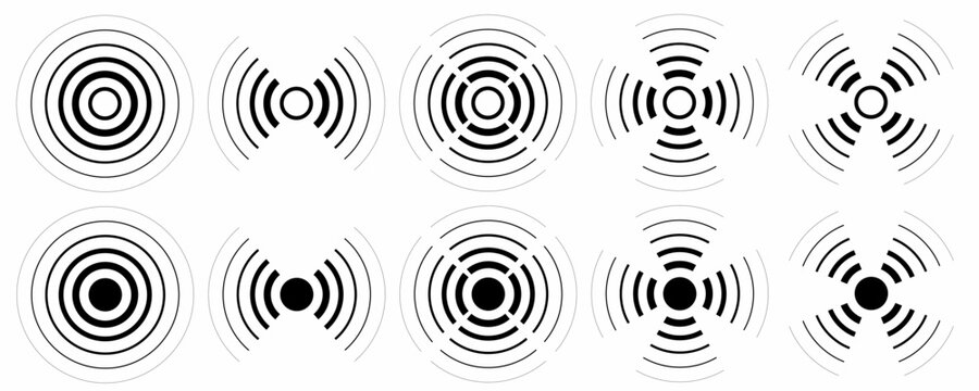 sonar sound icon set isolated on white background