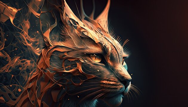 Cool, Epic, Artistic, Beautiful, and Unique Illustration of Caracal Animal Cinematic Adventure: Abstract 3D Wallpaper Background with Majestic Wildlife and Futuristic Design (generative AI)