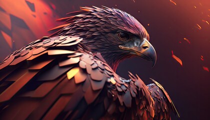 Cool, Epic, Artistic, Beautiful, and Unique Illustration of Falcon Animal Cinematic Adventure: Abstract 3D Wallpaper Background with Majestic Wildlife and Futuristic Design (generative AI)